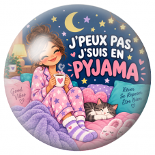 Cabochon en Verre Illustré J’Peux Pas, J’suis en Pyjama 12 à 25mm pour la Création de Bijoux Fantaisie - DIY