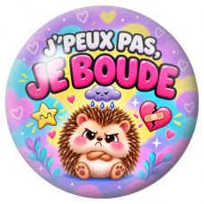 Cabochon en Verre Illustré J’Peux Pas, Je Boude 12 à 25mm pour la Création de Bijoux Fantaisie - DIY