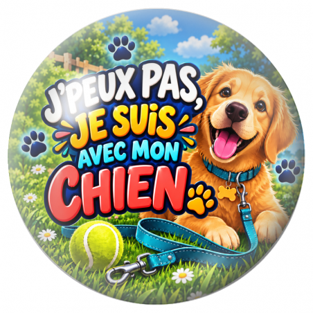 Cabochon en Verre Illustré J’Peux Pas, Je suis avec mon Chien 12 à 25mm