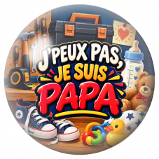 Cabochon en Verre Illustré J’Peux Pas, Je suis Papa 12 à 25mm pour la Création de Bijoux Fantaisie - DIY