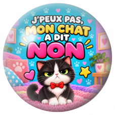 Cabochon en Verre Illustré J’Peux Pas, mon Chat a dit Non 12 à 25mm pour la Création de Bijoux Fantaisie - DIY