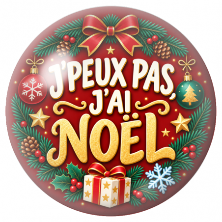 Cabochon en Verre Illustré J’Peux Pas, J’ai Noël 12 à 25mm