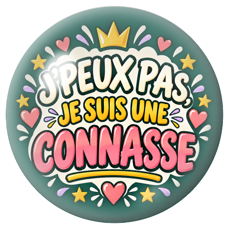 Cabochon en Verre Illustré J’Peux Pas, Je suis une Connasse 12 à 25mm pour la Création de Bijoux Fantaisie - DIY