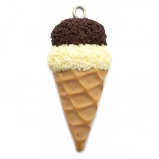 Breloque Glace Vanille/Chocolat en Fimo Fait-Main 35x15mm pour la Création de Bijoux Fantaisie - DIY