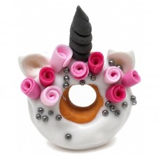 Breloque Donuts Licorne en Fimo Fait-Main 33x30mm pour la Création de Bijoux Fantaisie - DIY