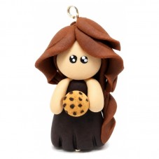 Breloque Chibi Poupée Cookie en Fimo Fait-Main 30x20mm pour la Création de Bijoux Fantaisie - DIY