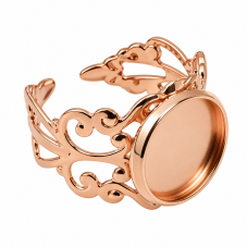 Support de Bague Ajustable Rose Doré Ajouré pour Cabochon 12mm pour la Création de Bijoux Fantaisie - DIY
