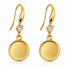 Supports de Boucles d’Oreilles en Inox Doré avec Zircon pour Cabochon 10mm pour la Création de Bijoux Fantaisie - DIY