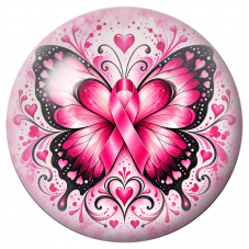 Cabochon en Verre Illustré Papillon au Ruban Rose 12 à 25mm pour la Création de Bijoux Fantaisie - DIY