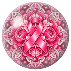 Cabochon en Verre Illustré Mandala Floral au Ruban Rose 12 à 25mm pour la Création de Bijoux Fantaisie - DIY