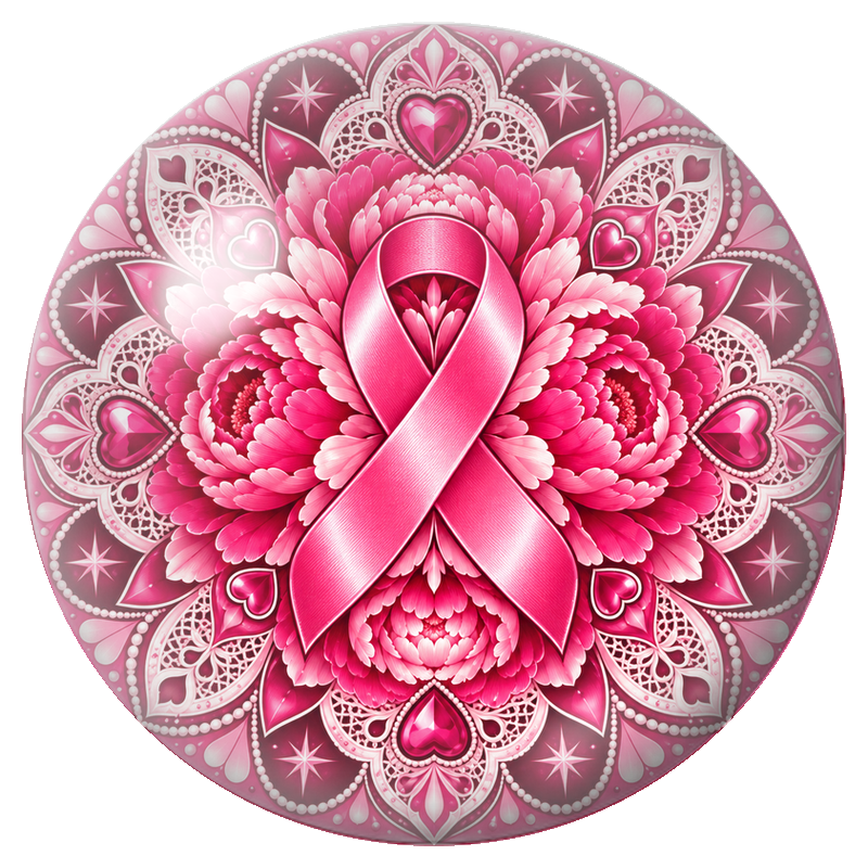 Cabochon en Verre Illustré Mandala Floral au Ruban Rose 12 à 25mm pour la Création de Bijoux Fantaisie - DIY