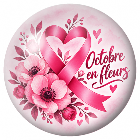 Cabochon en Verre Illustré Octobre en Fleurs 12 à 25mm