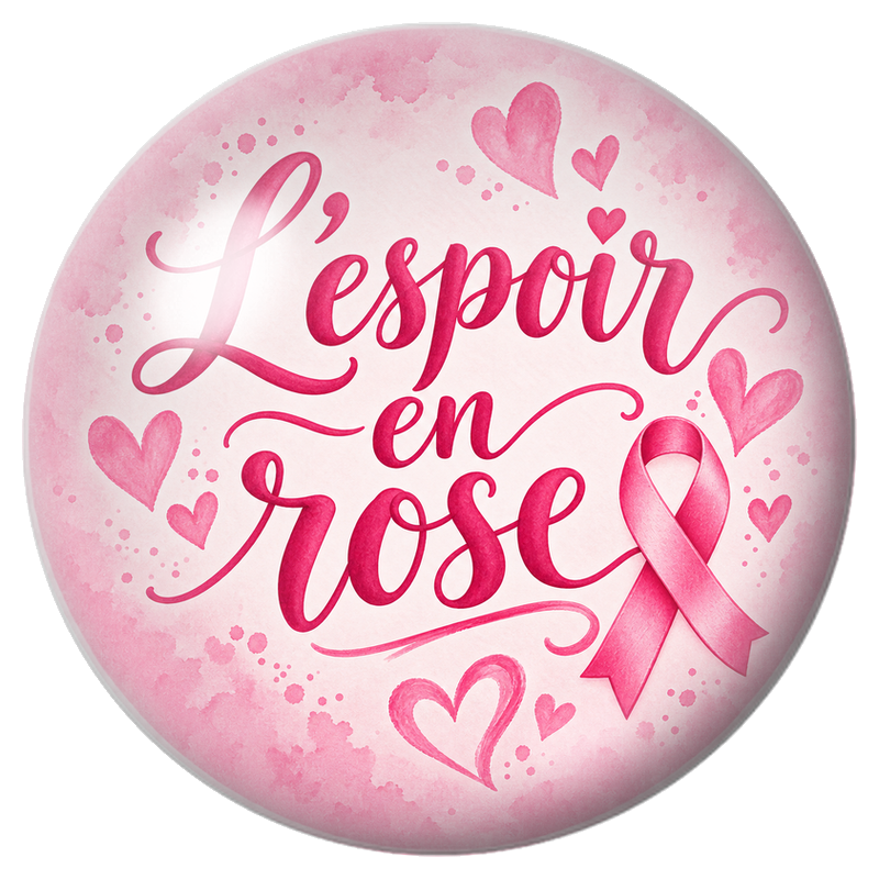 Cabochon en Verre Illustré L’Espoir en Rose 12 à 25mm pour la Création de Bijoux Fantaisie - DIY