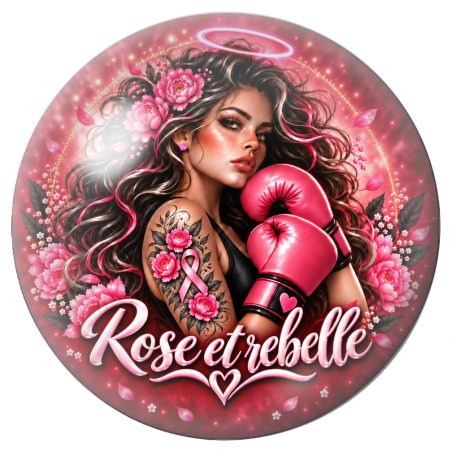 Cabochon en Verre Illustré Boxeuse Rose et Rebelle 12 à 25mm