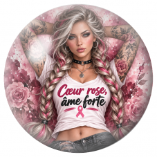 Cabochon en Verre Illustré Cœur Rose, Âme Forte 12 à 25mm pour la Création de Bijoux Fantaisie - DIY
