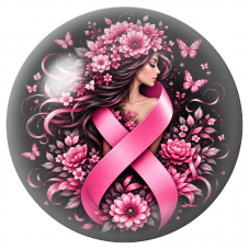 Cabochon en Verre Illustré Femme Fleurie au Ruban Rose 12 à 25mm pour la Création de Bijoux Fantaisie - DIY