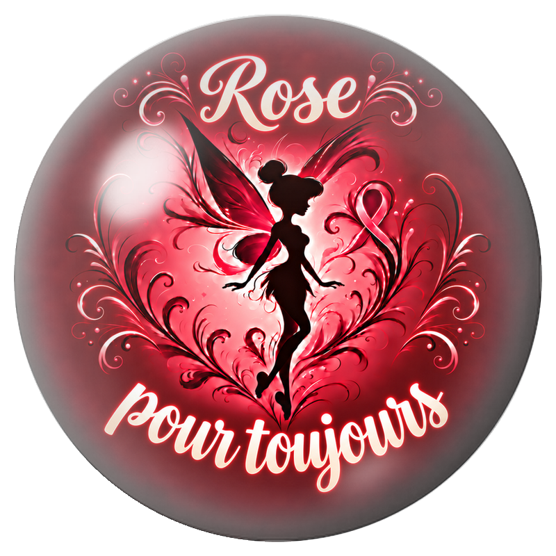 Cabochon en Verre Illustré Fée Rose Pour Toujours 12 à 25mm pour la Création de Bijoux Fantaisie - DIY