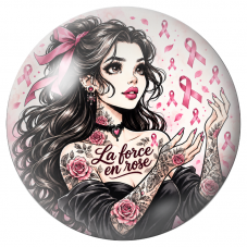 Cabochon en Verre Illustré Femme Tatouée La Force en Rose 12 à 25mm pour la Création de Bijoux Fantaisie - DIY