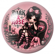 Cabochon en Verre Illustré Poupée Gothique Dark Rose 12 à 25mm pour la Création de Bijoux Fantaisie - DIY