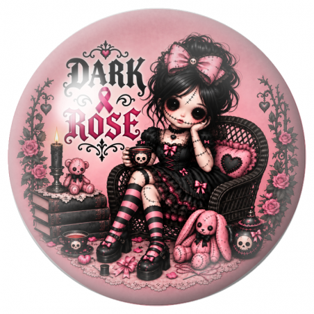 Cabochon en Verre Illustré Poupée Gothique Dark Rose 12 à 25mm