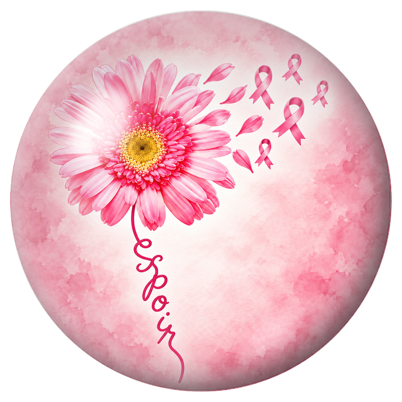 Cabochon en Verre Illustré Gerbera Rose de l’Espoir 12 à 25mm pour la Création de Bijoux Fantaisie - DIY