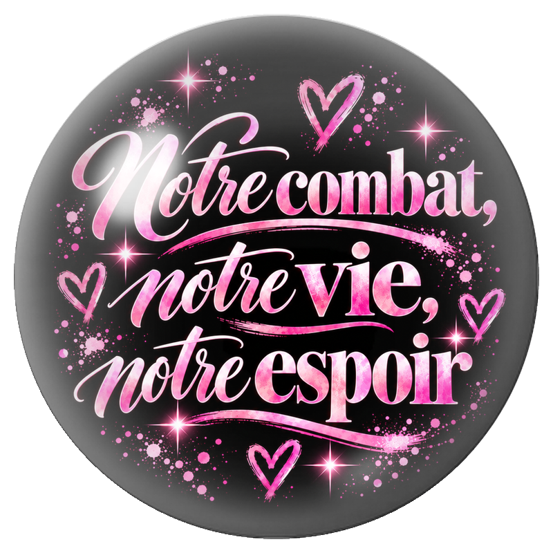 Cabochon en Verre Illustré Citation Notre Combat, Notre Vie, Notre Espoir 12 à 25mm pour la Création de Bijoux Fantaisie - DIY
