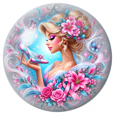 Cabochon en Verre Illustré Princesse au Soulier Rose 12 à 25mm pour la Création de Bijoux Fantaisie - DIY