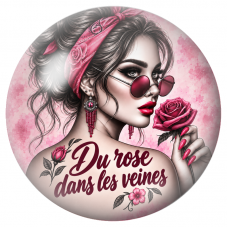 Cabochon en Verre Illustré Femme Du Rose dans les Veines 12 à 25mm pour la Création de Bijoux Fantaisie - DIY