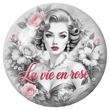 Cabochon en Verre Illustré Femme Rétro La Vie en Rose 12 à 25mm pour la Création de Bijoux Fantaisie - DIY