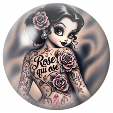 Cabochon en Verre Illustré Femme Tatouée Rose Qui Ose 12 à 25mm pour la Création de Bijoux Fantaisie - DIY