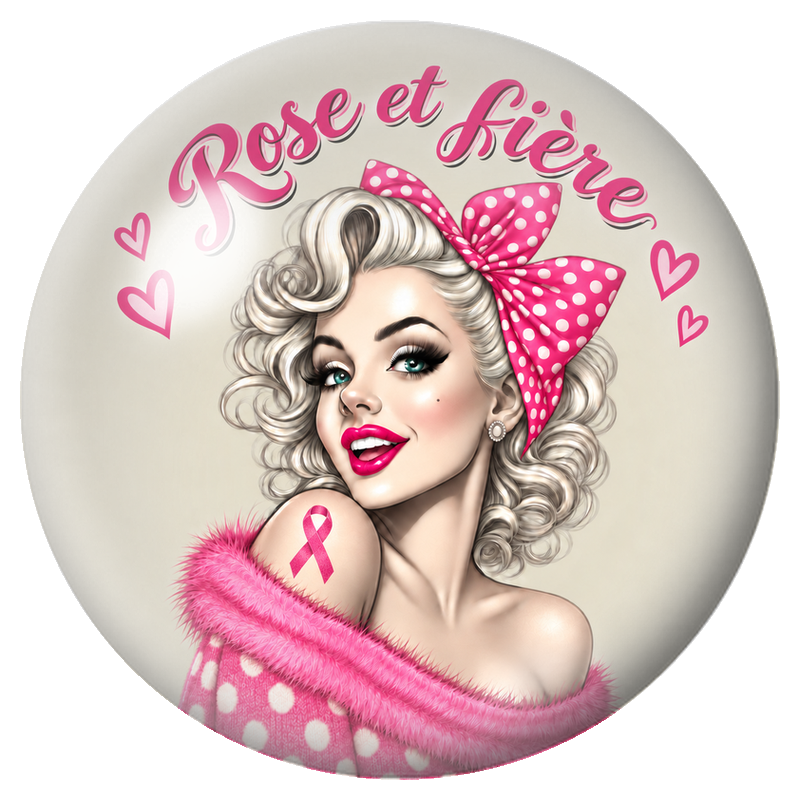 Cabochon en Verre Illustré Pin-up Rose et Fière 12 à 25mm pour la Création de Bijoux Fantaisie - DIY