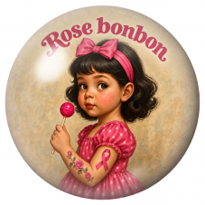 Cabochon en Verre Illustré Petite Fille Rose Bonbon 12 à 25mm pour la Création de Bijoux Fantaisie - DIY