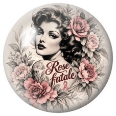 Cabochon en Verre Illustré Femme Rétro Rose Fatale 12 à 25mm pour la Création de Bijoux Fantaisie - DIY