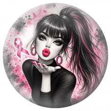 Cabochon en Verre Illustré Femme au Baiser et Ruban Rose 12 à 25mm pour la Création de Bijoux Fantaisie - DIY