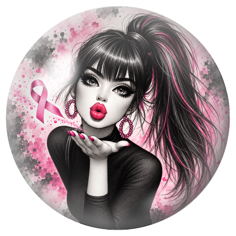 Cabochon en Verre Illustré Femme au Baiser et Ruban Rose 12 à 25mm pour la Création de Bijoux Fantaisie - DIY