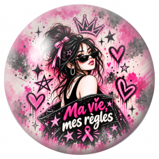 Cabochon en Verre Illustré Femme Ma Vie, Mes Règles 12 à 25mm pour la Création de Bijoux Fantaisie - DIY