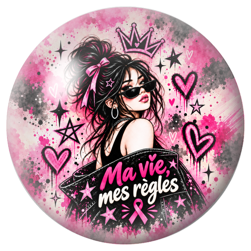 Cabochon en Verre Illustré Femme Ma Vie, Mes Règles 12 à 25mm pour la Création de Bijoux Fantaisie - DIY