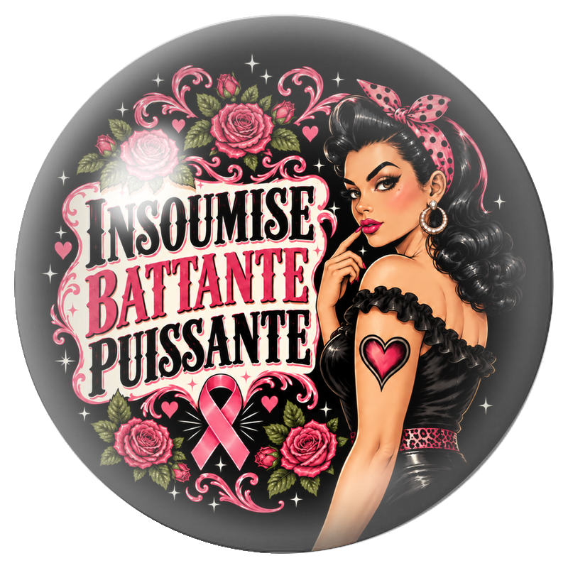 Cabochon en Verre Illustré Pin-up Insoumise, Battante, Puissante 12 à 25mm pour la Création de Bijoux Fantaisie - DIY