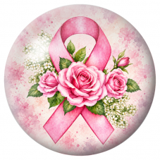 Cabochon en Verre Illustré Ruban Rose aux Roses et Fleurs Blanches 12 à 25mm pour la Création de Bijoux Fantaisie - DIY