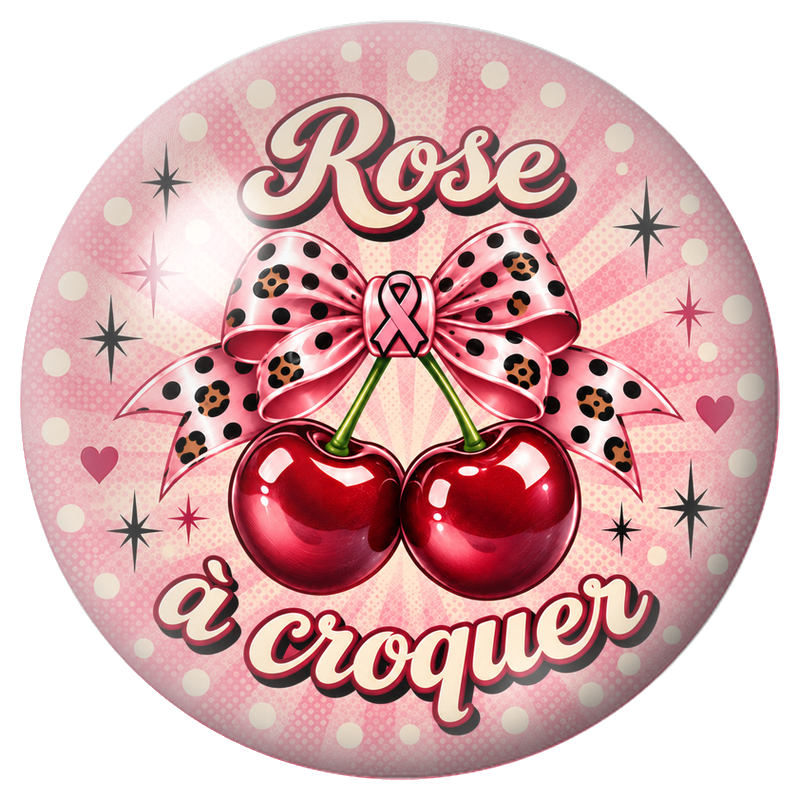 Cabochon en Verre Illustré Rose à Croquer aux Cerises 12 à 25mm pour la Création de Bijoux Fantaisie - DIY