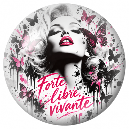 Cabochon en Verre Illustré Femme Forte, Libre, Vivante 12 à 25mm