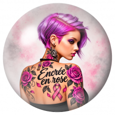Cabochon en Verre Illustré Femme Tatouée Encrée en Rose 12 à 25mm pour la Création de Bijoux Fantaisie - DIY