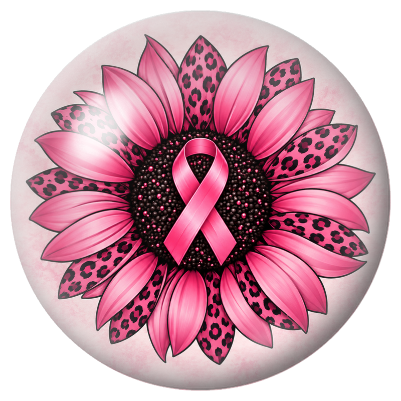 Cabochon en Verre Illustré Fleur Léopard au Ruban Rose 12 à 25mm pour la Création de Bijoux Fantaisie - DIY