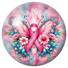 Cabochon en Verre Illustré Papillon Fleuri au Ruban Rose 12 à 25mm pour la Création de Bijoux Fantaisie - DIY