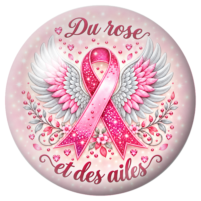 Cabochon en Verre Illustré Du Rose et des Ailes 12 à 25mm pour la Création de Bijoux Fantaisie - DIY
