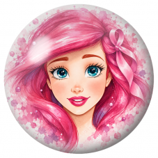 Cabochon en Verre Illustré Femme aux Cheveux Roses et Ruban 12 à 25mm pour la Création de Bijoux Fantaisie - DIY