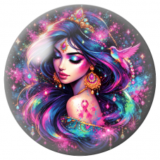 Cabochon en Verre Illustré Princesse au Colibri et Ruban Rose 12 à 25mm pour la Création de Bijoux Fantaisie - DIY