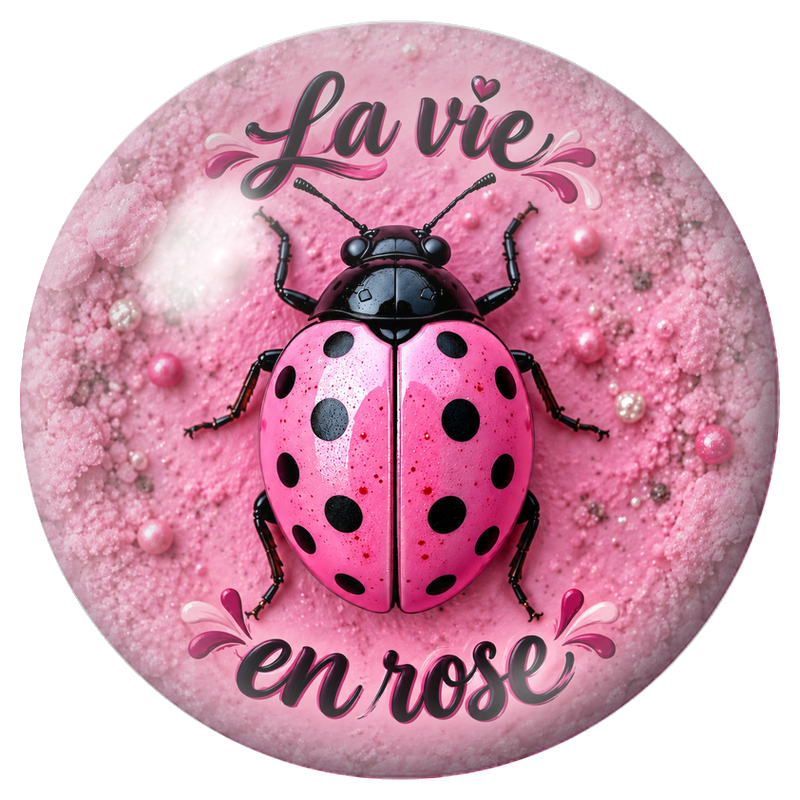Cabochon en Verre Illustré Coccinelle La Vie en Rose 12 à 25mm pour la Création de Bijoux Fantaisie - DIY