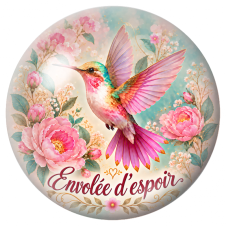 Cabochon en Verre Illustré Colibri Envolée d’Espoir 12 à 25mm