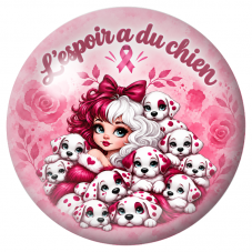 Cabochon en Verre Illustré Femme et Chiots L’Espoir a du Chien 12 à 25mm pour la Création de Bijoux Fantaisie - DIY